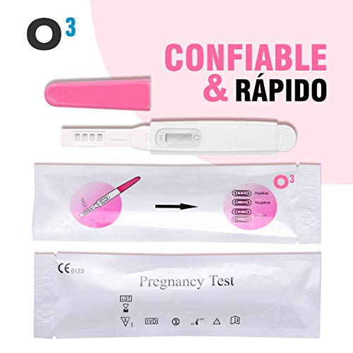 O³ Test de Embarazo de Alta Sensibilidad – 5 Unidades Pruebas de Embarazo Ultrasensibles – Alta Fiabilidad – Resultado en 1 Minuto