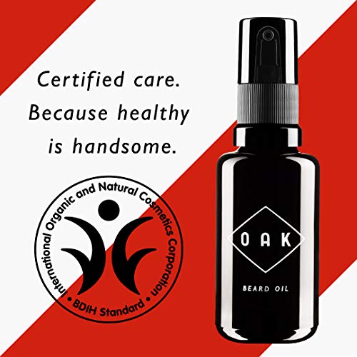 OAK BEARD OIL I Aceite para barba, acondicionador para barba (30 ml): Suaviza la barba con aceites ecológicos. Cuidado natural de la barba para hombres con barba de 3 días hasta barba larga. Cosmética natural vegana y certificada.