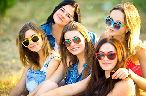 OAONNEA 12 Pares Años 80 Neon Gafas de Sol de Colores Fiesta Adulto (Multicolor)