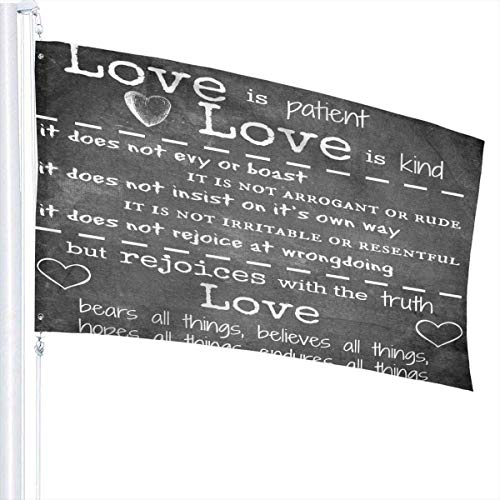 Oaqueen Banderas, 3x5 Foot Decorative Flag Love is Patient Outdoor Funny Floral Decorative Flags for Garden Yard Lawn Single Sided