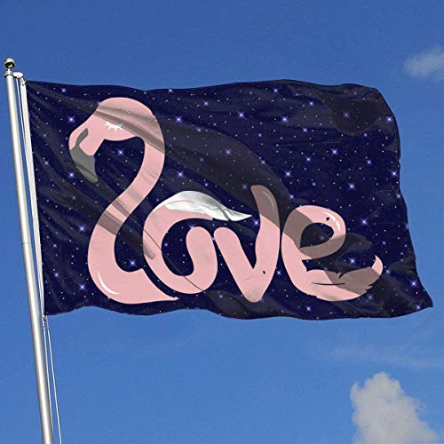 Oaqueen Banderas Flamingo Love Breeze Flag 3 X 5-100% Polyester Single Layer Translucent Flags 90 X 150CM - Banner 3' X 5' Ft