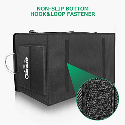 Oasser Organizador Maletero Coche Caja Maletero Coche Bolsa Maletero Coche Organizador Coche con Tapa Gran Capacidad Varios Compartimentos Asas Resistentes Impermeable Plegable Negro E3