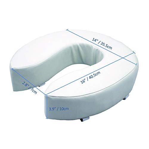 ObboMed MU-3404 Asiento Cojín Elevador para Inodoro/Asiento para Inodoro Acolchado para Ancianos, Mayores; Blanco - 10 cm / 4 Pulgadas
