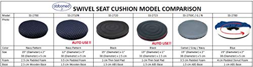 ObboMed SS-2723 360° Disco Giratorio, Flexible Ultra Fino Cojín de Coche Giratorio con Base de Cuero Sintético, Tamaño Especial para Asientos de Coches Deportivos - 33 (Diámetro) x 2,5 (Altura) cm