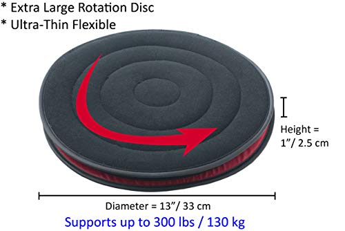 ObboMed SS-2723 360° Disco Giratorio, Flexible Ultra Fino Cojín de Coche Giratorio con Base de Cuero Sintético, Tamaño Especial para Asientos de Coches Deportivos - 33 (Diámetro) x 2,5 (Altura) cm