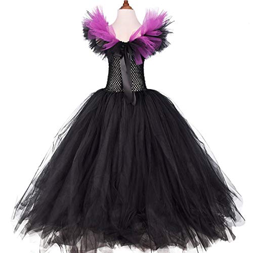 OBEEII Disfraz de Malefica Niñas Deluxe Maleficent Christening Gown Fancy Dress Costume para Halloween Cosplay Carnaval Disfraces 7-8 Años