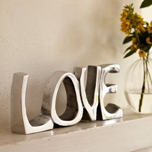 Objeto decorativo con la palabra Love (acero inoxidable, 200 x 85 mm)