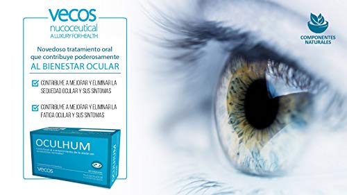 Oculhum Vecos para el cuidado, lubricación e hidratación ocular – Sustituto de colirio y lagrima artificial - Maquibrith®, zinc, vitamina A y Omega 3 para la sequedad y fatiga de los ojos – 30 cáps.