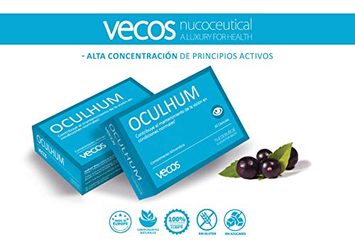 Oculhum Vecos para el cuidado, lubricación e hidratación ocular – Sustituto de colirio y lagrima artificial - Maquibrith®, zinc, vitamina A y Omega 3 para la sequedad y fatiga de los ojos – 30 cáps.