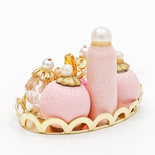 Odoria 1/12 Miniatura Cajas Organizadoras Perfume con Bandeja de Oro Decorativo para Casa de Muñecas
