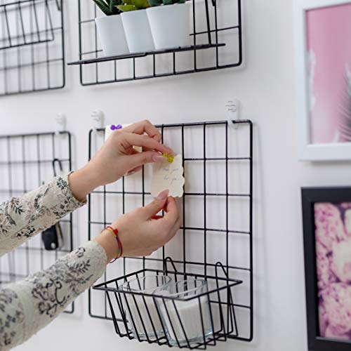 Odoxia Paquete De 4 Paneles De Rejilla De Alambre De Pared – Rejilla De Pared para Mostrar Fotos – Paneles De Metal, Negro Y Magnético – Organizador De Almacenamiento De Rejilla Y Marco De Fotos