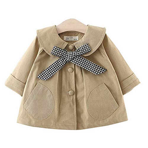 Odziezet Gabardina Niña Básica Recien Nacido Invierno Elegante Primavera Otoño Abrigo Algodón Abrigo con Cinturón Corbata Ropa Bebe 6 Meses-3 años