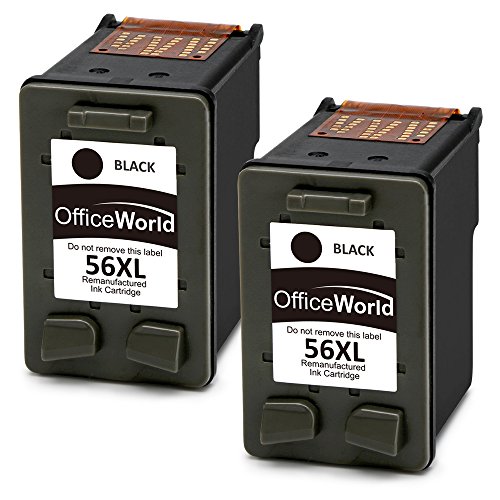 OfficeWorld 56 XL Remanufacturado HP 56 56XL Cartuchos de tinta 2 Negro Compatible con HP PSC 1210 1215 1315,HP Deskjet 5150 5550 450Ci,HP Photosmart 7350 7660 7760,HP Officejet 5610 4212 4215