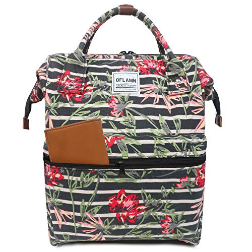 Oflamn Mochila para Mochila portátil Bolsa de Escuela de Lona Unisex Vintage Daypack para Hombres y Mujeres, Colegio y niños (3.0 Floral)