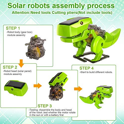 OFUN Dinosaurios Juguete Robot Stem para niños, 4 en 1 Robots Kit de Ciencia Divertido Juego Creativo y DIY Juguetes, Manualidades Regalos para niños de 8 a 12 años