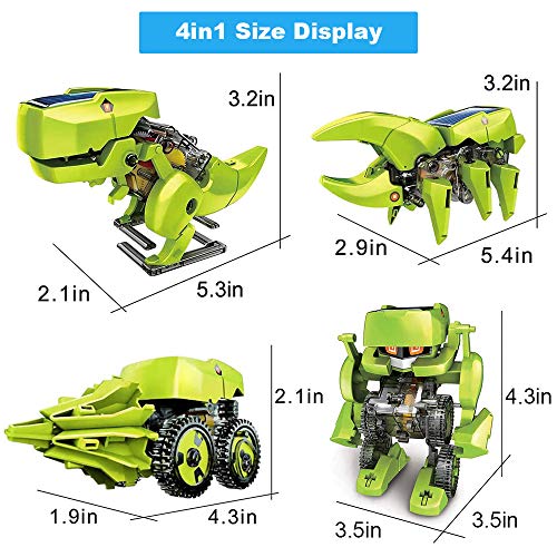 OFUN Dinosaurios Juguete Robot Stem para niños, 4 en 1 Robots Kit de Ciencia Divertido Juego Creativo y DIY Juguetes, Manualidades Regalos para niños de 8 a 12 años