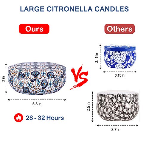 OFUN Velas citronela antimosquitos exterior, 3pcs vela aromaticas grande perfumadas de naturales soja para jardín, camping, viajes, regalos, Exteriores, contra insectos, 500g * 3 mechas para velas