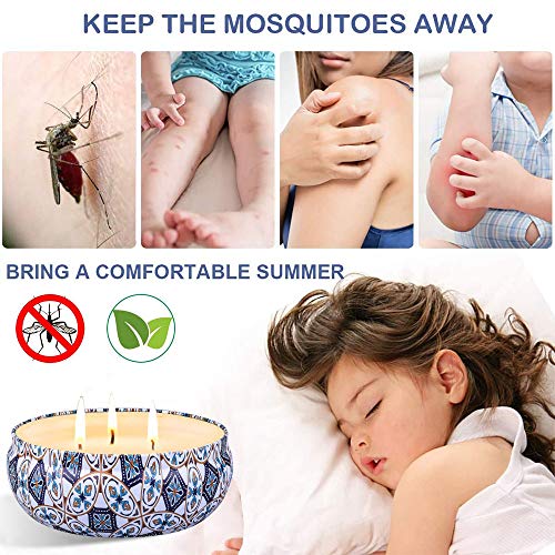 OFUN Velas citronela antimosquitos exterior, 3pcs vela aromaticas grande perfumadas de naturales soja para jardín, camping, viajes, regalos, Exteriores, contra insectos, 500g * 3 mechas para velas
