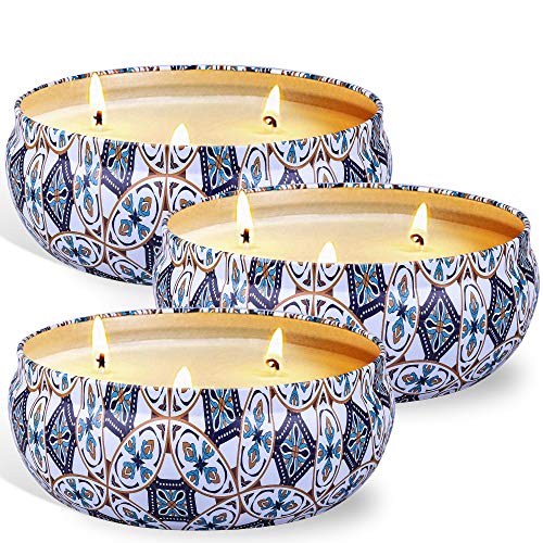 OFUN Velas citronela antimosquitos exterior, 3pcs vela aromaticas grande perfumadas de naturales soja para jardín, camping, viajes, regalos, Exteriores, contra insectos, 500g * 3 mechas para velas