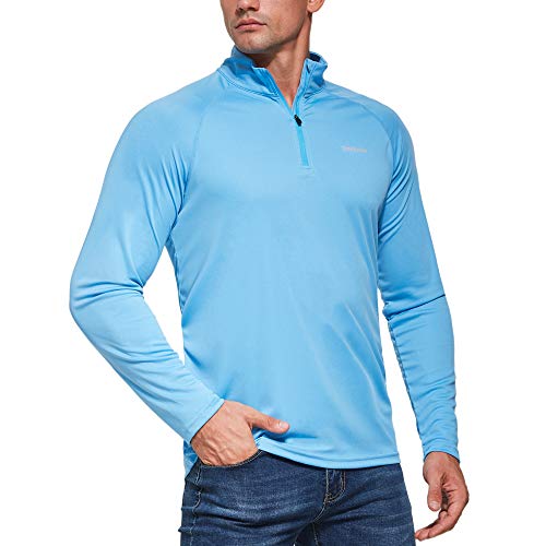 Ogeenier Hombre Deportiva Camiseta de Manga Larga con protección Solar contra UV UPF 50+