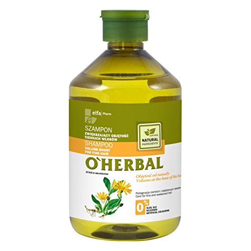 O'Herbal Champú Profesional Natural Volumen Para Cabello / Pelo Fino con Extracto De Árnica Ecológico Sin Sulfatos Ni Siliconas Ni Colorantes 500 ml (170908176)