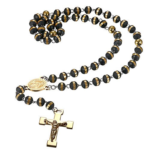 OIDEA Collar Hombre Mujer con Colgante Cruz de Jesucristo Color Dorado Acero Inoxidable Buen Regalo Halloween Regalo Chulo Vintage