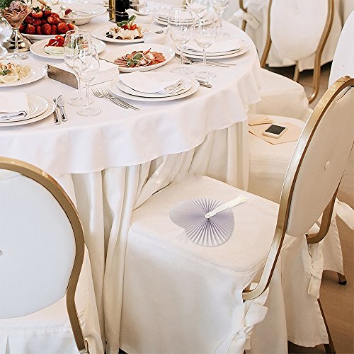 Okaytec 36 pcs Abanico Plegable Pai Pai de Boda para Invitados En Forma de Corazón Detalle de Fiesta Decoración Original para Comunión Blanco Papel para Pintar – Abanico Bolsillo como Regalo Pequeño