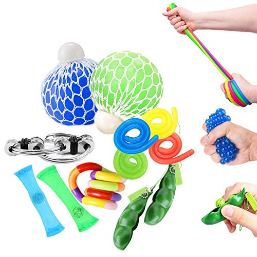 OKSANO Juguetes Sensoriales antiestres 12Pcs, Juguetes Autismo Fidget para niños y Adultos Fiddle Toys for ADHD, Pelota antiestres, Flippy Chain, Soybean Stress Toys, Tangle Toys Esperar