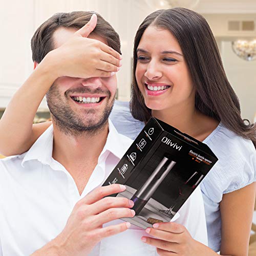 Olivivi Sacacorchos Electrico, Profesional Automatico Abrelatas de Vino, Abridor Botellas de Vino Inalámbrico con Cortador de Papel, Vertedor, Tapón de Vino Silicona de Vacío y Cable de Datos