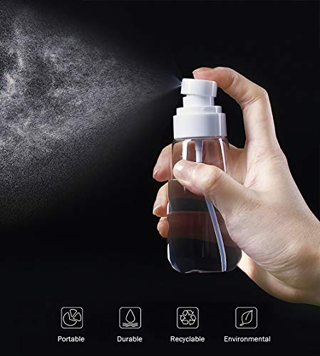 Olrla Botella de Spray de Niebla Verde Transparente de 4 Piezas, atomizador vacío Transparente, para Viajes, Cuidado de la Piel, Plantas, Laca para el Cabello (4x80ML)