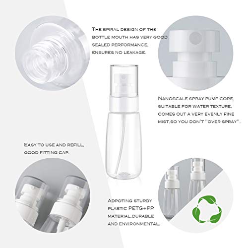 Olrla Botella de Spray de Niebla Verde Transparente de 4 Piezas, atomizador vacío Transparente, para Viajes, Cuidado de la Piel, Plantas, Laca para el Cabello (4x80ML)