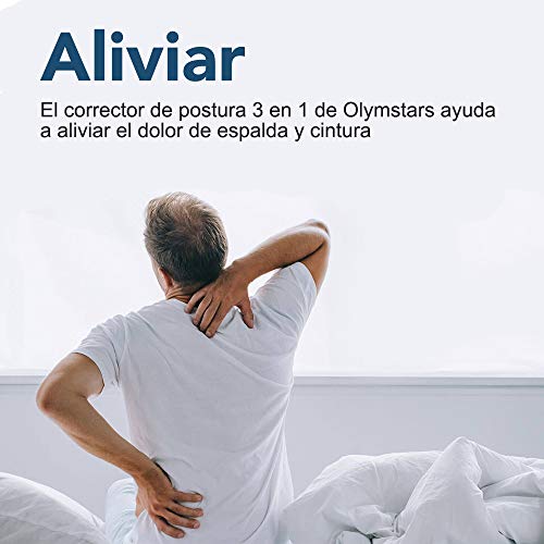 Olymstars Corrector Postura Espalda - Corrector Espalda Respirable Ajustable para Aliviar los Dolores de Dorsales, Cuello, Thoraciques, Hombros Columna - Mejorar Postura con Faja Lumbar Hombre Mujer