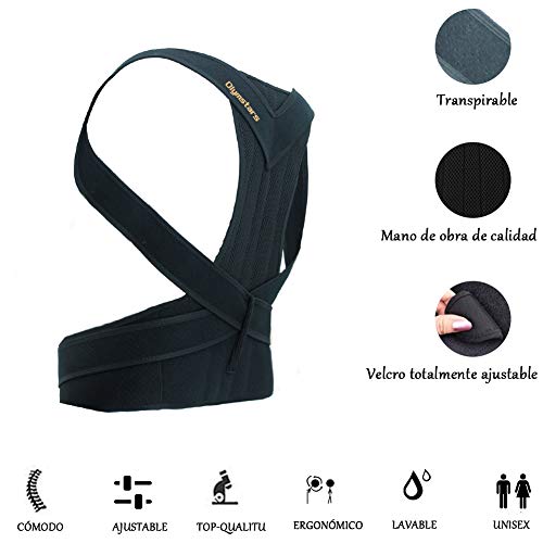 Olymstars Corrector Postura Espalda -Enderezador Faja Lumbar Hombre Mujer para Espalda Completa Ajustable Postura y Brinda Alivio al Dolor de Cuello