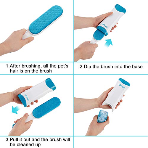 Omasi Quitapelos para Mascotas, Removedor de Pelo para Mascotas Cepillo de Limpieza Removedor de Pelaje para Perro y Gato, Mágico Depilación Eliminador de Pelo para Animales- Azul