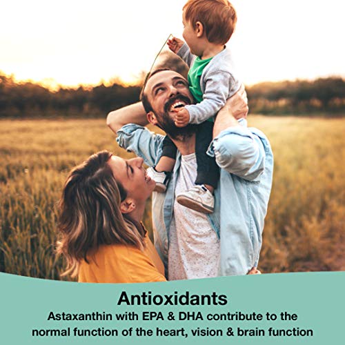 Omega 3 - El único aceite de pescado de triple potencia con antioxidantes para el corazón, la vista y el cerebro - Recubrimiento especial sin sabor a pescado - Cápsulas de 1000 mg fáciles de tragar