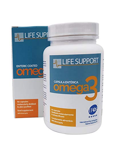 Omega 3 LS (60 cápsulas de 1000 mg) Certificado IFOS. Forma Ethyl Ester. Altamente concentrado: 400 mg de EPA y 200 mg de DHA. De grado farmacéutico, ultra-refinado y molecularmente destilado.