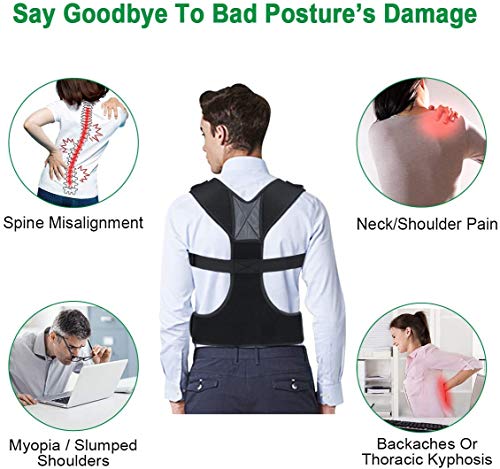 OMERIL Corrector Postura Espalda, Corrector de Postura Ajustable y Respirable para Espalda, Hombros y Clavícula, 2 Hombreras, Corregir Postura Espalda Recta Soporte para Hombres y Mujer - Actualizado
