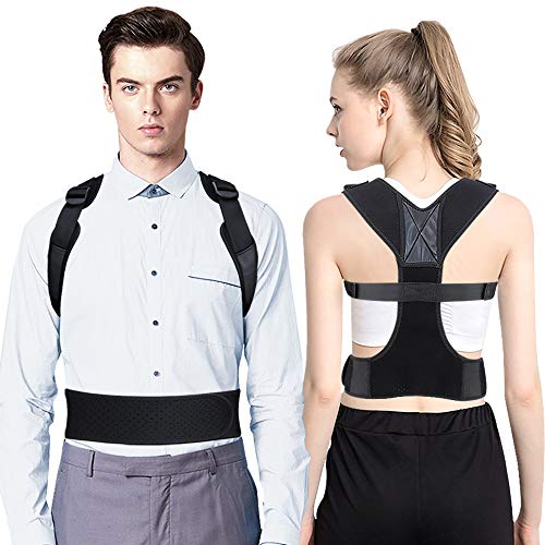 OMERIL Corrector Postura Espalda, Corrector de Postura Ajustable y Respirable para Espalda, Hombros y Clavícula, 2 Hombreras, Corregir Postura Espalda Recta Soporte para Hombres y Mujer - Actualizado