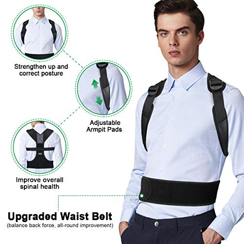 OMERIL Corrector Postura Espalda, Corrector de Postura Ajustable y Respirable para Espalda, Hombros y Clavícula, 2 Hombreras, Corregir Postura Espalda Recta Soporte para Hombres y Mujer - Actualizado