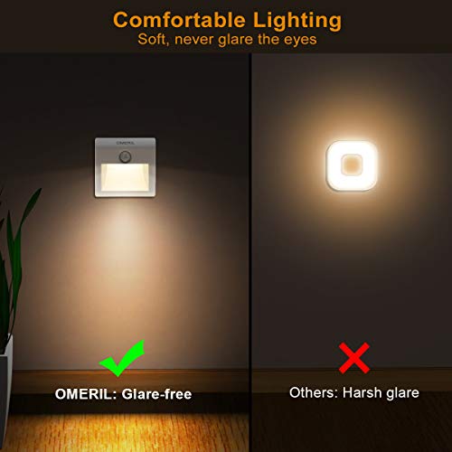 OMERIL Luz Nocturna con Sensor de Movimiento (2 Piezas), Luz Armario con 7 LED, 3 Modos y Imán Incorporado, Luz Presencia LED Pilas para Armario, Dormitorio, Escalera, Pasillo, Cocina, Baño, Garaje