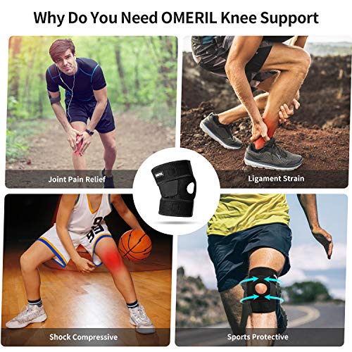OMERIL Rodilleras Menisco y Ligamento, Rodilleras Neopreno Transpirable y Antideslizante para Hombre y Mujer, Rodillera Menisco para Artrosis, Esguince, Apoyo para Crossfit Correr Fútbol Fitness