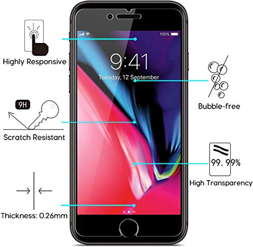 OMOTON [3 Unidades] Protector Pantalla iPhone 7 Plus iPhone 8 Plus Cristal Templado [2.5d Borde] 9H Dureza