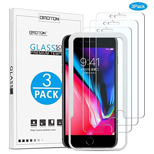 OMOTON [3 Unidades] Protector Pantalla iPhone 7 Plus iPhone 8 Plus Cristal Templado [2.5d Borde] 9H Dureza