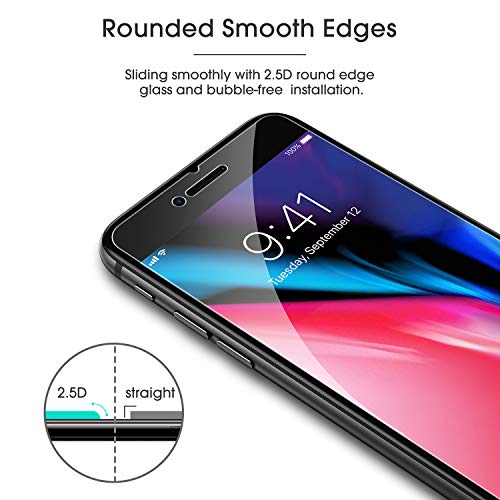 OMOTON [3 Unidades] Protector Pantalla iPhone 7 Plus iPhone 8 Plus Cristal Templado [2.5d Borde] 9H Dureza