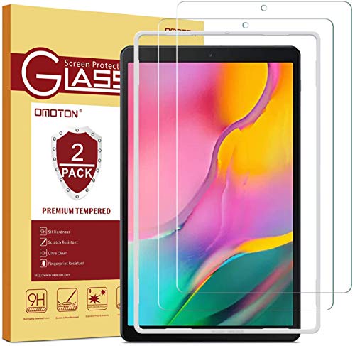 OMOTON Protector Pantalla Samsung Galaxy Tab A 10.1 T510/ T515 2019 Cristal Templado Samsung Tab A 10.1 2019 SM-T510/ T515, 2.5D Borde, Anti-arañazos, No Burbujas, 2 Piezas