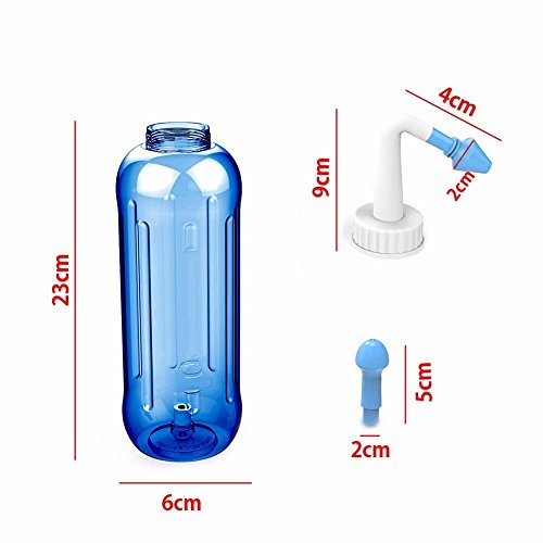 ONCCI Botella de lavado nasal Yoga Nasal 500ml con dos boquillas para niños Adultos Alivio Natural para el resfriado y síntomas de alergia