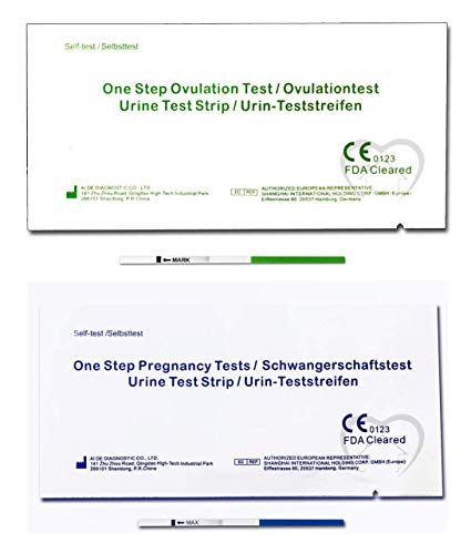 One Step - 10 Pruebas de Embarazo 10mIU/ml y 30 Tests de Ovulación 20 mIU/ml - Nuevo Formato Económico de 2,5 mm