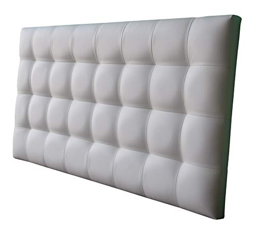 ONEK-DECCO Cabecero tapizado en Polipiel de Dormitorio Kansas Medidas cabecero de Cama niño, Juvenil y Matrimonio Cabezal Blanco, tapizado, Acolchado (150x70, Blanco)