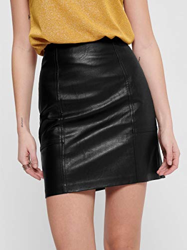 Only ONLSKY Faux Leather Skirt OTW Falda, Negro, Talla del Fabricante: 40 para Mujer