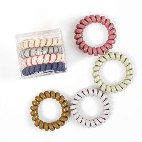Onlyoily 8 Pcs Gomas de Pelo en Espiral Lazos para Cabello en Espiral Anillo Elástico para Cabello con Cable de Teléfono Traceless para Todo Tipo de Cabello (03)